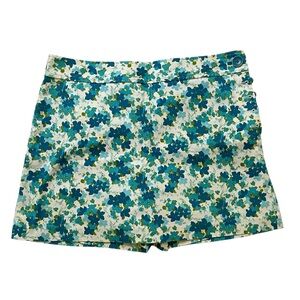 Ann Taylor blue and green floral preppy mini skirt skort size 12